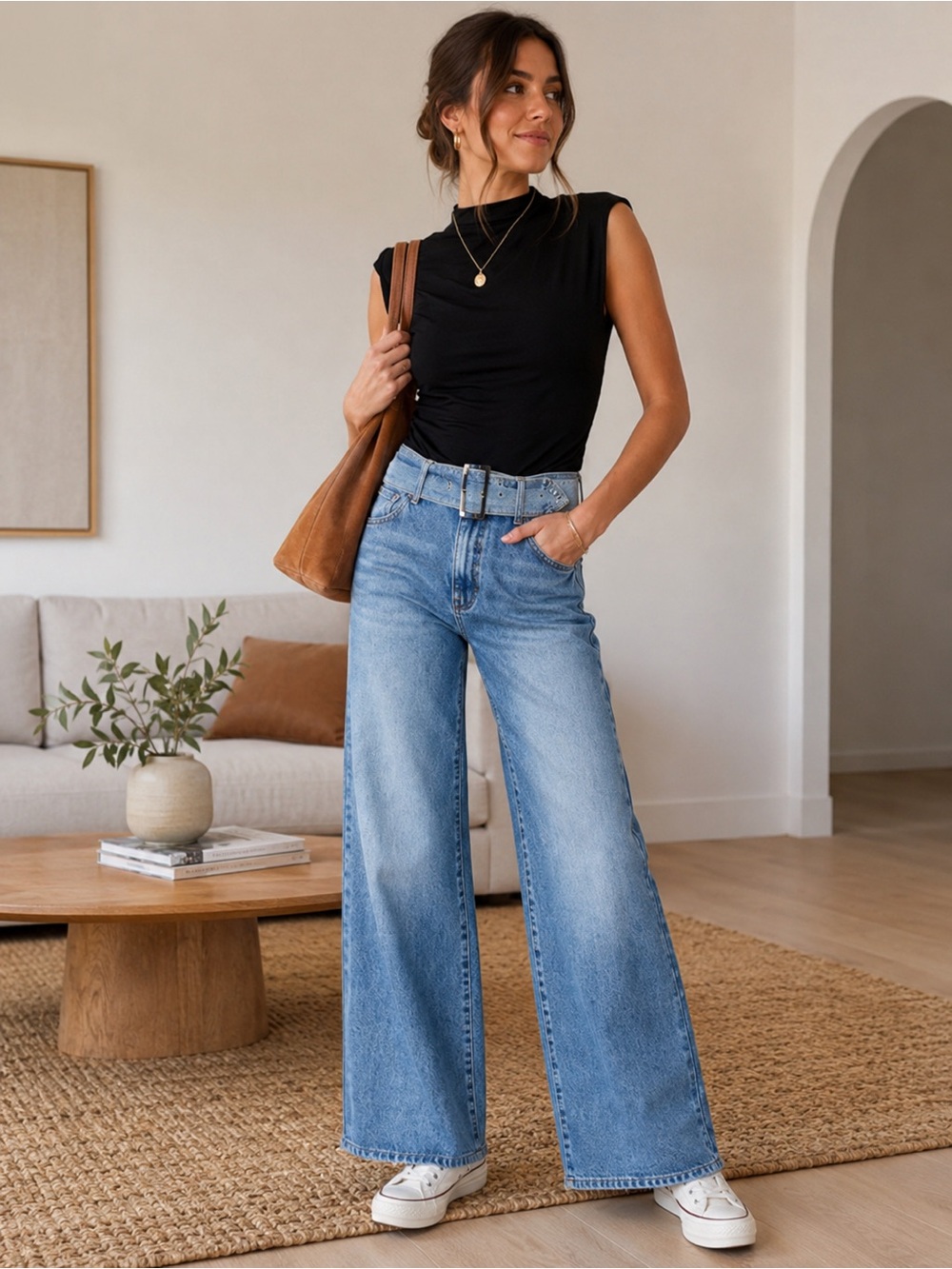 Steve Madden Cove High Rise Belted Jeans in Orion Blue Size 26 NWT